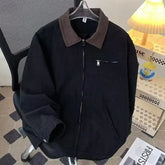 Threebooy Distressed Design Sensibility Men's Lapel Jacket New Vintage Washing Pilot Jacket Loose Fit Spring Autumn Season Aviation Theme