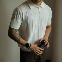 Threebooy New Trend Men Polo Shirt Leisure Vintage High Quality Knit Tops American Style Fashion Breathable Buttoned Short Sleeve Knitwear