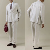 Threebooy Men's Suit 2 Pieces Blazer And Pants Business Formal Work Wear Linen Wedding Groom Tuxedos