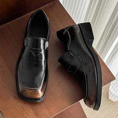 Threebooy Mens Classic Retro British Style Penny Loafers Men's Casual Business Shoes Men Square Toe Slip-on Party Wedding Shoe