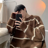Threebooy Men's Sweater Thickened Round Neck Teen Couple Trendy Knitted Jacket