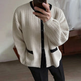 Threebooy Mens Sweater Contrast Color Texture Casual Knit Sweater Autumn Streetwear Fashion All-Match Youth Long-Sleeve Top Men'S Clothing