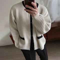 Threebooy Mens Sweater Contrast Color Texture Casual Knit Sweater Autumn Streetwear Fashion All-Match Youth Long-Sleeve Top Men'S Clothing