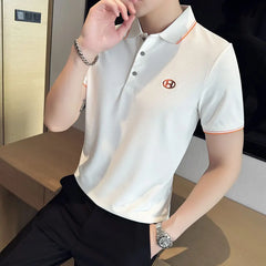 Threebooy Brand Clothing Men's Summer Casual Short-sleeved POLO Shirts/Male Fashion Solid Color Ice Silk High Quality Polo Shirt