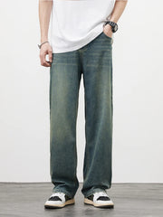 Threebooy New Men's Straight Vintage Jeans Soft Lyocell Casual Trousers Personality High Quality Male Korean Fashion Baggy Denim Pants
