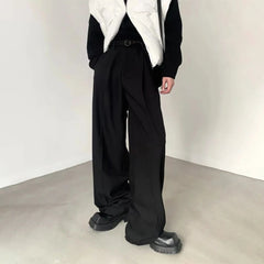 Threebooy Men Trousers Ice Silk Light Casual Pants Autumn Versatile Simple Comfortable Street Straight Pants Men'S Clothing (No Belt)