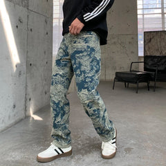 Threebooy New Retro Jeans Men Heavy Weight Thicken Fall & Winter mbroidery Pattern Personality Y2k Straight Leg Denim Pants