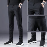 Threebooy Fashionable Pocket Slim Pants Men's Clothing Business Casual Comfortable Pants Classic Solid Color Straight Leg Trousers Male