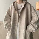 Threebooy Men Sweatshirt Waffle Korea Version Jacket Loose Cardigan Thickened Coat Ins Hip Hop Couple Streetwear Hooded Men Women Clothing