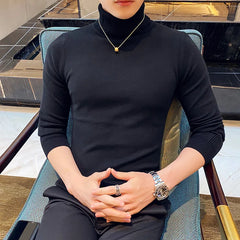 Threebooy Men's High-neck, Pullovers Made of Fine Knitted Fabric with Men's Warm Sweater Solid Color Pullover Turtleneck Sweater