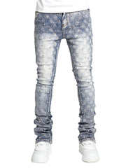 Threebooy Men's Diamond-Decorated Stretch Straight-Leg Jeans Suitable for All Seasons, Street Style, Hip-Hop, Skateboarding, Rap, Party, and Dance