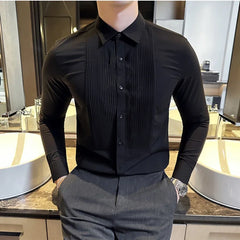 Threebooy Clothing Men's Spring High Quality Long Sleeve Shirts/Male Slim Fit Business Dress Shirts Chemise Homme De Luxe 3XL-M