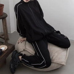 Threebooy Men's Sets New Casual One-piece Suit Male Sportswear Women Suits Overalls Trousers Loose Fleece Zipper Long Sleeves Jacket Pants