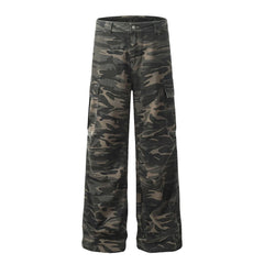 Threebooy Camouflage Jeans Mens Streetwear Punk Y2k Cargo Trousers Men Harajuku Vintage 2025 New Baggy Wide-leg Denim Pants Male