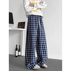 Threebooy Summer Casual Pants Men Oversized Retro Plaid Pants Men Streetwear Hip-hop Loose Wide Leg Pants Mens Trousers Large Size 5XL
