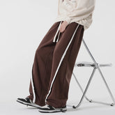 Threebooy Men's High Quality Casual Pants Loose Fashion Trendy Striped Printing Sweatpants Black/Green/Brown Color Trousers