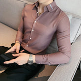 Threebooy Cheap Business Men Shirt Brand Fashion Long Sleeve Shirt Men All Match Slim Fit Striped Shirts Men Formal Wear Blouse Homme