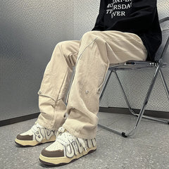Threebooy 90s 00s Fashion Streetwear High Street Work Pants Men's Casual Pants Spring and Autumn Straight Leg Loose Wide Leg Pants