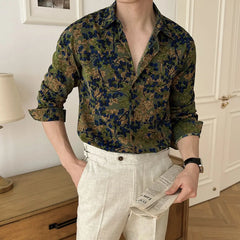Threebooy Unisex Spring Summer Floral Print Long Sleeve Shirt Casual Loose Fit Sun Protection Breathable Versatile
