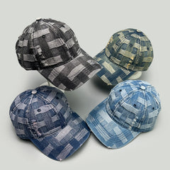 Threebooy Personal Cowboy Plaid Broken Style Baseball Hats New Men Women Sunshade Retro Versatile Distress Fashion Outdoor ins Peaked Caps