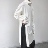 Threebooy Mens Sweatshirt Side Slit Long Y2k Casual Tops Autumn Fashion Dark Harajuku Goth Streetwear Long Sleeve T-Shirt Men'S Clothing