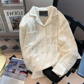 Threebooy 2025 New Design Sense Niche Hollow Sun Protection Long-sleeved Shirt for Men's Summer Loose High-end Top Casual Versatile Jacket