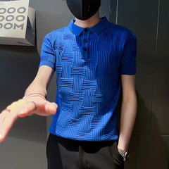 Threebooy British Style Summer Leisure for Men Short Sleeves Polo Shirts/Male Slim Fit Fashion Plaid Business Polo Shirts