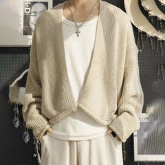 Threebooy Shawl Outerwear Sweater Casual Campus Knit Sweater Genderless Autumn Fashion Solid Color Elegant Cardigan Long-Sleeve Top Unisex