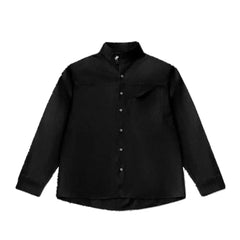 Threebooy Y2K Mens Shirt Pocket Retro Button Padded Shoulder Long Sleeved Shirt Spring Casual Simple Anti-Static Top Men's Clothing Unisex