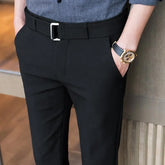 Threebooy New Spring and Autumn Pi Shuai Trend Light Luxury High Waist Slim Fit Small Feet Versatile Casual Draping Men's Pants