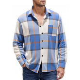 Threebooy New Men's Plaid Spring Autumn Long-sleeved Shirt Jacket European American Brushed Cardigan Trendy