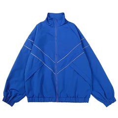 Threebooy 3M Reflect Varsity Jacket Men High Street Patchwork Color Black Windbreaker Coats Women Spring Autumn Fashion College Jackets