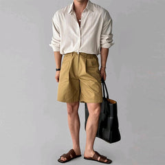 Threebooy Men's Clothing Light Luxury Texture Striped Shirts Streetwear Business Leisure Solid Color Long Sleeve Korean Popular Clothes