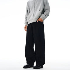 Threebooy 100% Pure Cotton Wide-leg Pants Men's Autumn New Oversized Comfortable Loose Casual Trousers Brown White Fashion Streetwear