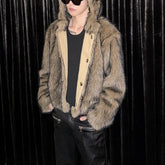 Threebooy Mens Warm And Thick Autumn And Winter Cold-Proof Jacket New Style Fashion Imitation Fur Coat Short Y2k Trend Street Jacket Men