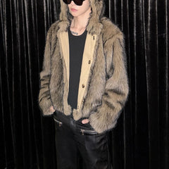 Threebooy Mens Warm And Thick Autumn And Winter Cold-Proof Jacket New Style Fashion Imitation Fur Coat Short Y2k Trend Street Jacket Men