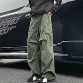 Threebooy Autumn Big Pocket Men's Cargo Pants Japanese Y2k Harajuku Loose Straight Wide Leg Trousers Baggy Pants Man Hip Hop Sweatpants