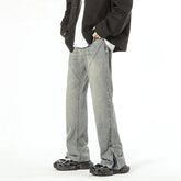 Threebooy New High Street Baggy Jeans Men Hip Hop Fashion Washed Straight-leg Denim Pants Distressed Y2K Streetwear Jean Trousers