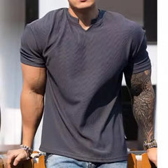 Threebooy Fabric Shoulder Pads With Large Anti-wrinkle Quick Drying Fitness Wear Sports Short Sleeve T-shirt For Men 280g Heavy T-shirt
