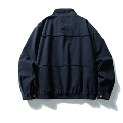 Threebooy Vintage Raw Edge Cargo Jacket Mens Streetwear Punk Y2k Casual Coats Oversized Harajuku Loose Japan Style Zip Up Jackets Male