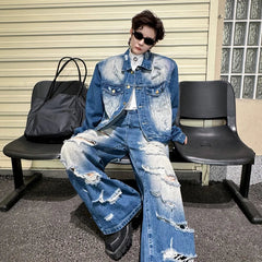 Threebooy Men's Distressed Denim Delight 2-Piece Set