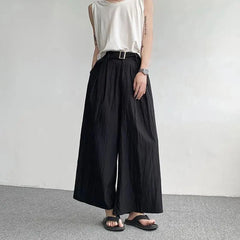 Threebooy Japanese Casual Wide-leg Pants Men's Summer Quick-drying Loose Casual Pants Fashion Samurai Skirt Trousers Festival Costumes