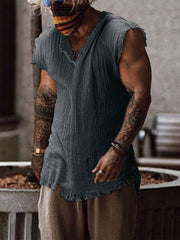 Threebooy Vintage Tassels T-shirt Top Men Sleeveless V-Neck Loose Tank Blouse Summer Newest Male Fashion Waistcoat Tshirt Vest Streetwear