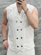 Threebooy Summer Thin Men's Tank Top Sleeveless Shirts Fashion double-breasted Button Turndown Collar Cardigan Leisure Breathable Vest