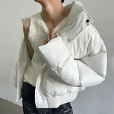 Threebooy Mens Solid Color Stand-Up Collar Cotton Casual Autumn Winter Genderless Fashion Youth Trend Korean Style Bread Jacket Unisex