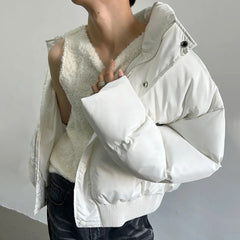 Threebooy Mens Solid Color Stand-Up Collar Cotton Casual Autumn Winter Genderless Fashion Youth Trend Korean Style Bread Jacket Unisex