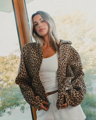 Threebooy 2000s Retro Leopard Print Hooded Sweater American Lined With Plush Winter Warm Zipper Shirt Oversized Unisex Clothing