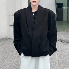 Threebooy Mens Suit Shoulder Pad Business Casual Jacket Spring Elegant British trend Collarless Jacket Old Money Men'S Clothing 2025 New