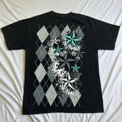 Threebooy 2000s Cyber Grunge Graphic T-shirt Y2K Star Skull Print Short Sleeve Tees Japanese Emo Vintage E girl Gothic T shirt Women Men