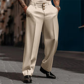 Threebooy Fashion Men Casual Suit Pants Multiple buttons Mid Waist Loose Straight Trousers Spring Summer Business Soild Pant Oversized